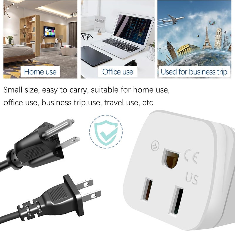 OFOAEEA European Travel Plug Adapter, Type C Adapters, 2 Pack US to Europe PlugAdapter, Adapter for Europe Plug, European Plug Adapter, for USA to EU Italy Spain France Germany Iceland Greece Plug, White - Image 5